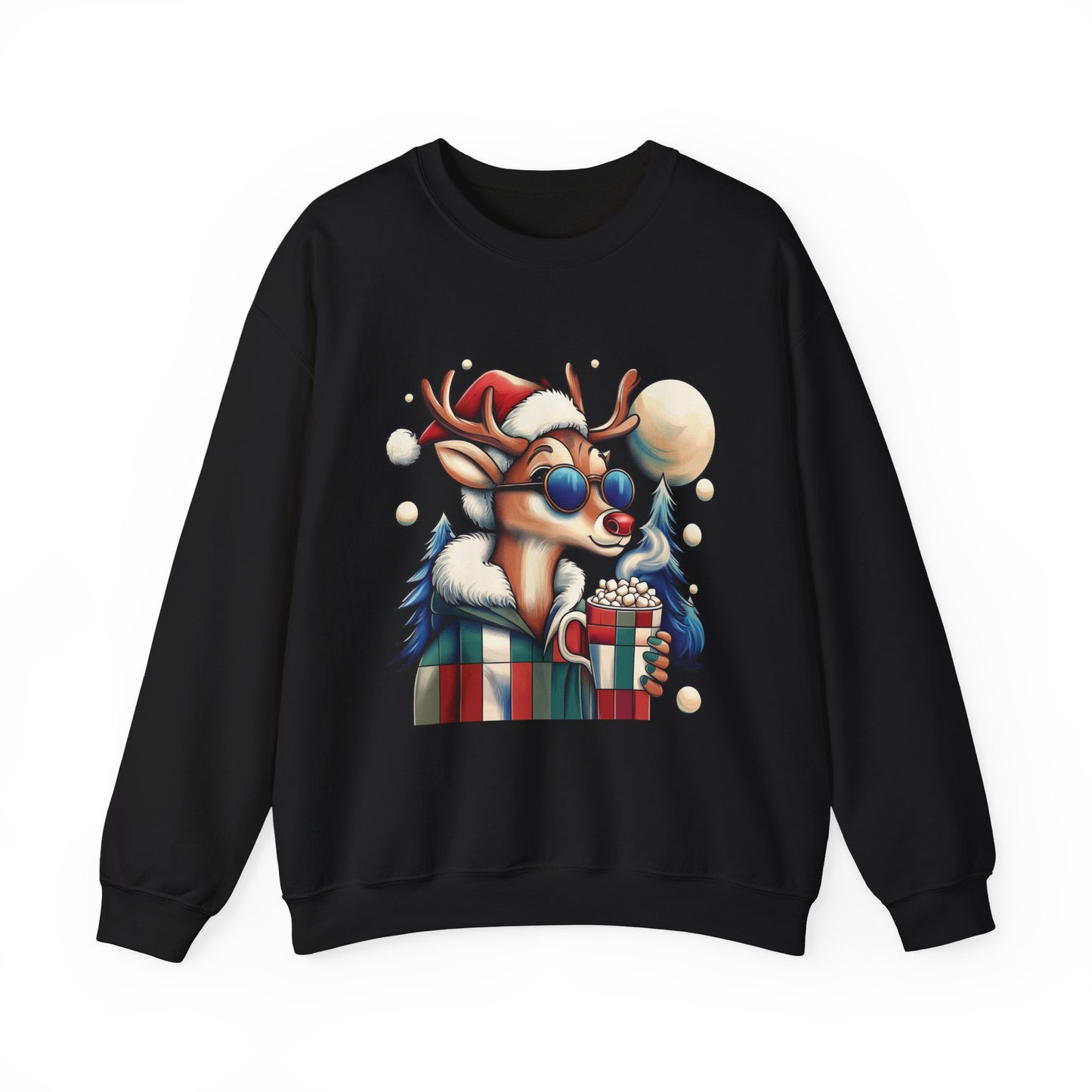 Cool Reindeer Christmas Sweatshirt, Funny Holiday Pullover for Men, Men's Heavy Blend™ Crewneck Sweatshirt
