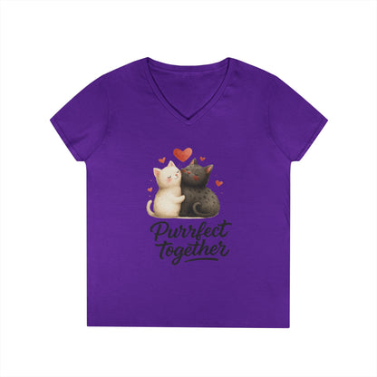 Cute Cat Love V-Neck T-Shirt, Animal Lover Gift, Valentine's Day Shirt, Cat Mom Gift, Cute Graphic Tee