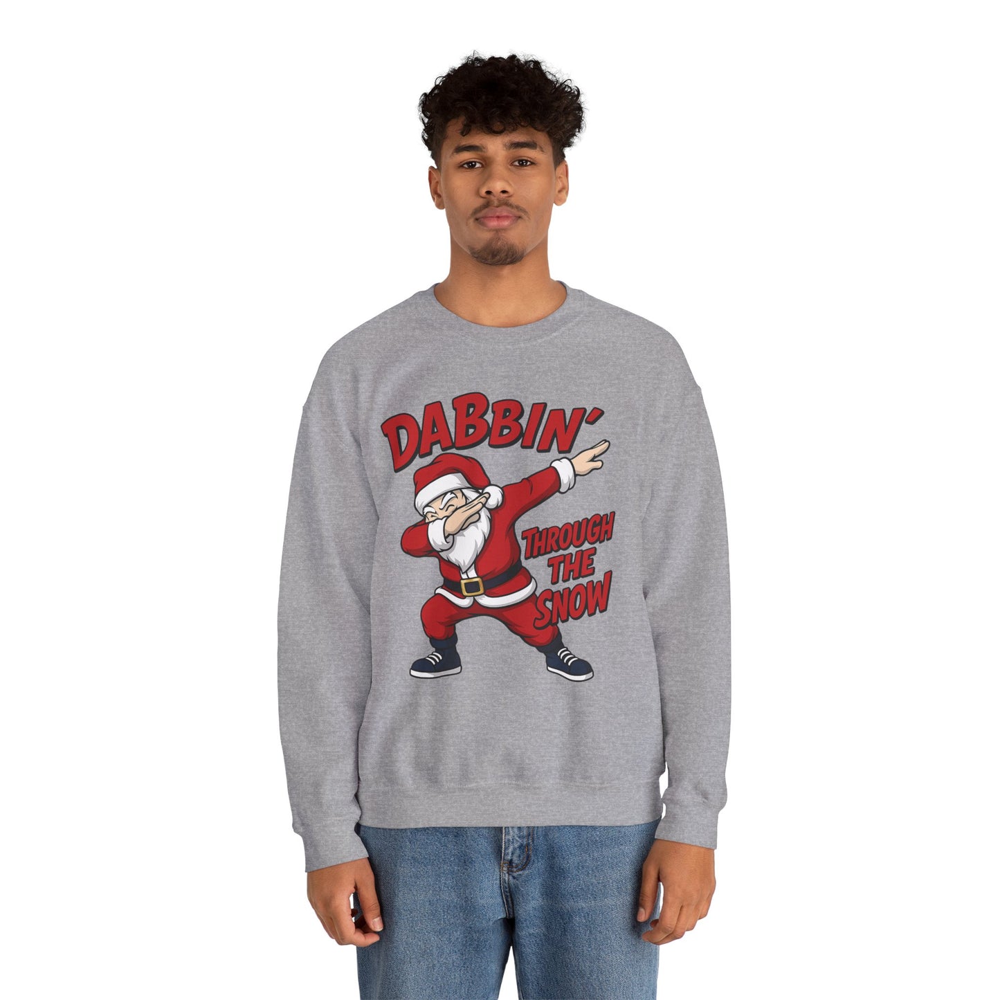 Dabbin Through The Snow Santa Men's Christmas Sweatshirt, Funny Holiday Jumper