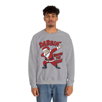 Dabbin Through The Snow Santa Men's Christmas Sweatshirt, Funny Holiday Jumper