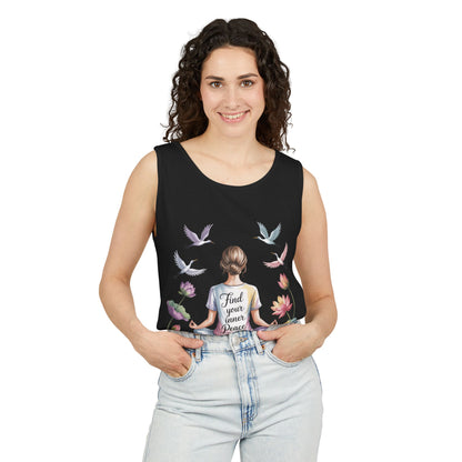 Meditation Floral Womens Tank Top, Find Your Inner Peace, Yoga Apparel, Gift for Mindfulness, Summer Relaxed Wear