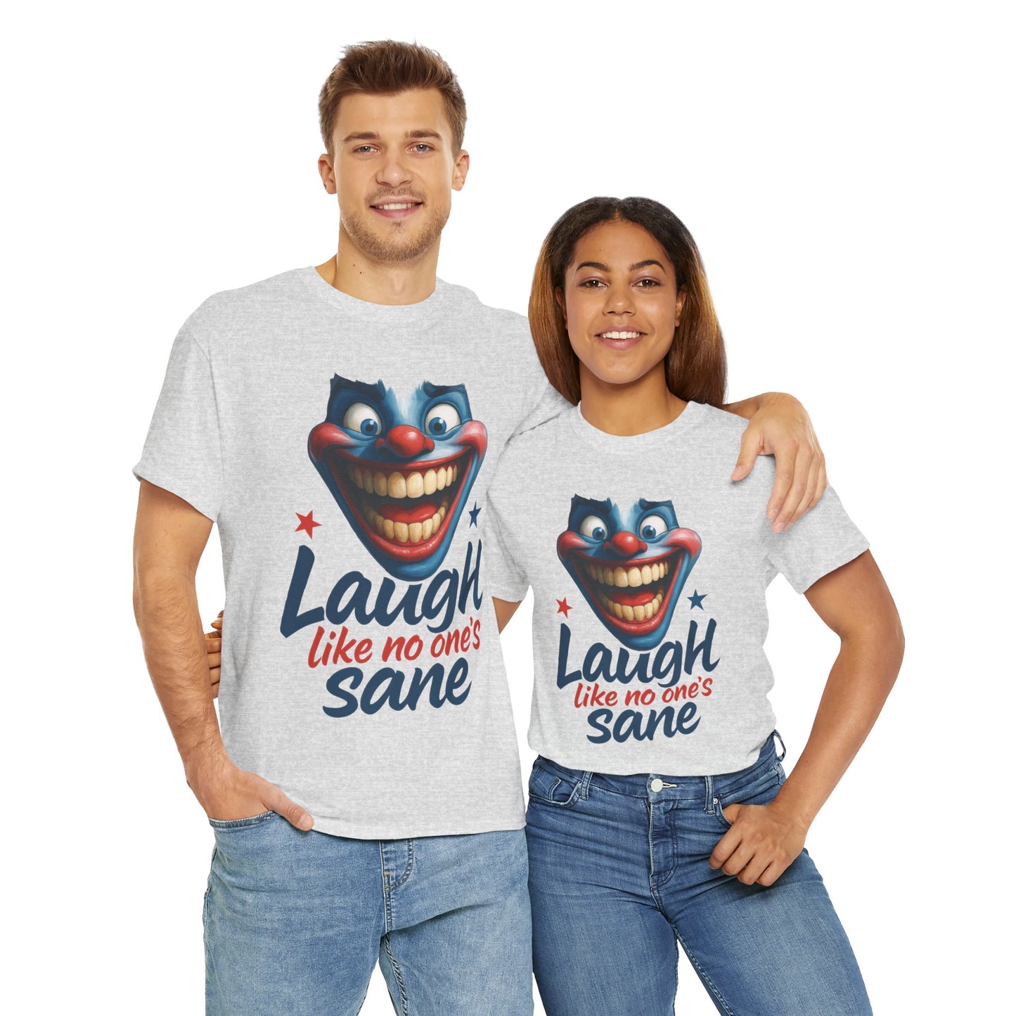 Funny Clown Face Unisex Heavy Cotton Tee, Creepy Clown Face T-Shirt, Humor T-Shirt,Clown Theme Shirt, Funny Horror Graphic Tee