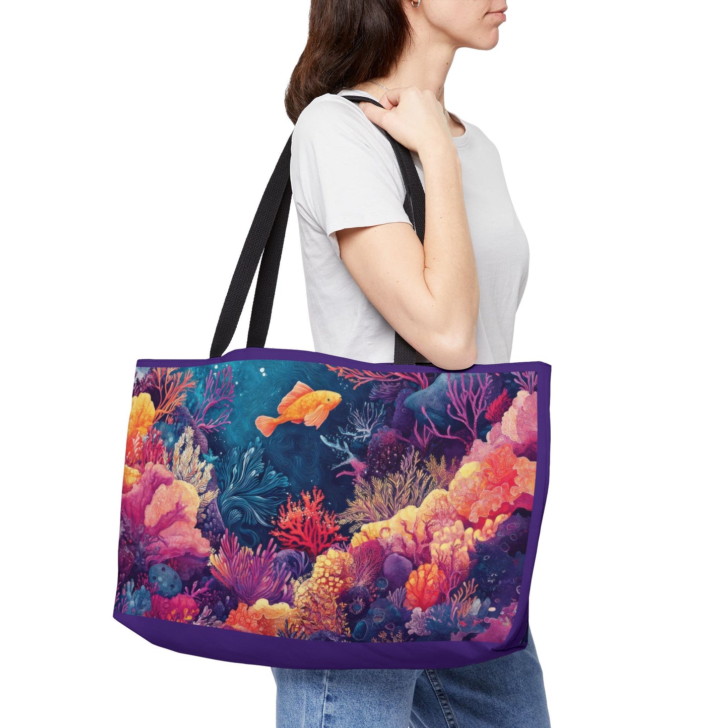 Vibrant Ocean-Themed Weekender Tote Bag, Perfect for Travel, Beach Days, or Gym, Stylish Carryall, Gift for Her, Summer Vibes