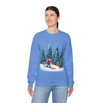 Womens Christmas Skiing Sweatshirt, Cozy Winter Holiday Pullover, Women's Heavy Blend™ Crewneck Sweatshirt