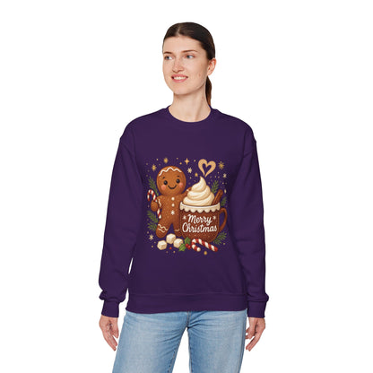 Women's Gingerbread - Hot Cocoa Christmas Sweatshirt,  Cozy Holiday Pullover, Women's Heavy Blend™ Crewneck Sweatshirt