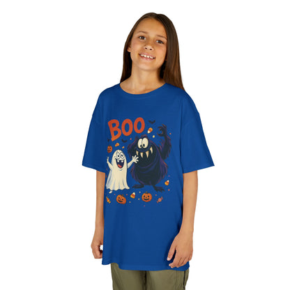 Kids Halloween T-Shirt BOO! Cute Ghost Monster Shirt, Funny Spooky Graphic Tee for Boys Girls, Halloween Costume Gift