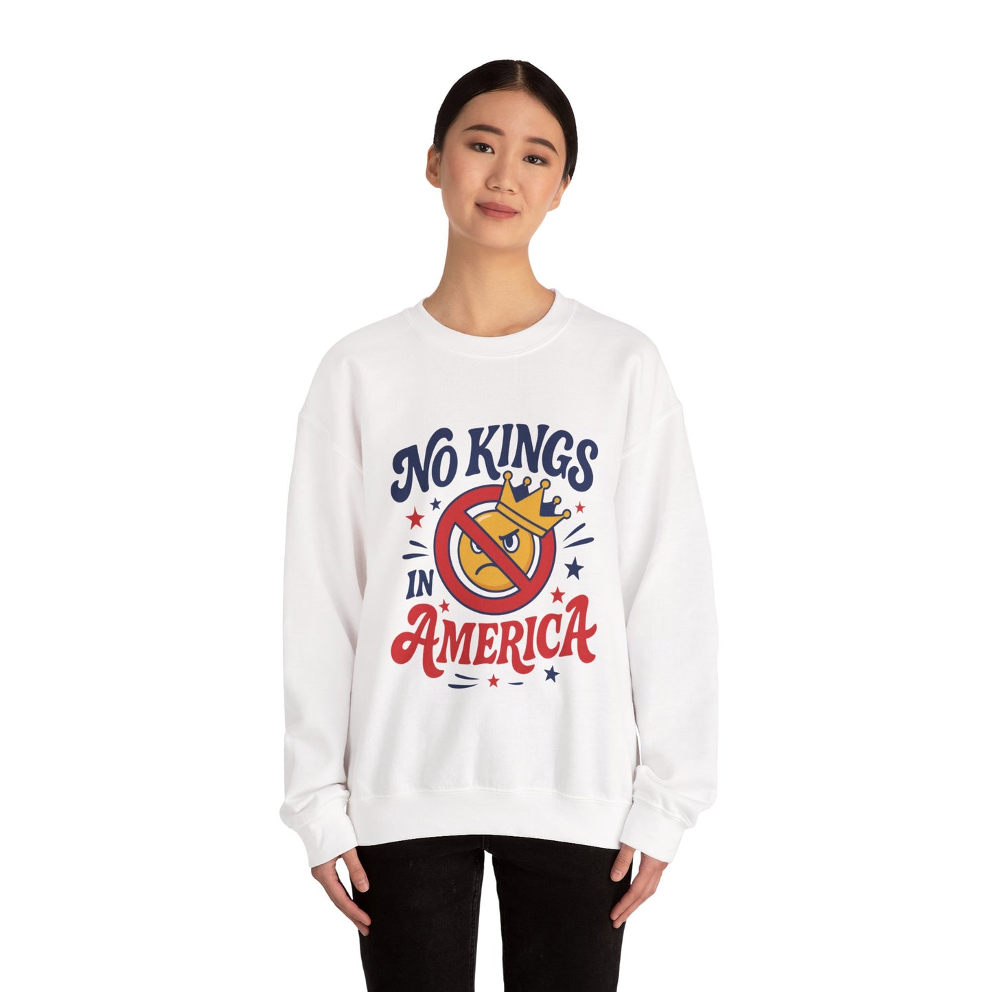 No Kings in America Sweatshirt - Funny Patriotic Anti Monarchy Pullover - USA Independence Sweater, Political Apparel, Gift for Activists