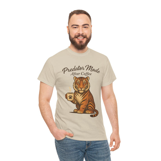 Predator Mode After Coffee Tiger Shirt, Funny Coffee Lover Tee, Mens Caffeine Graphic Tee, Morning Motivation Tiger Shirt,Coffee Addict Gift