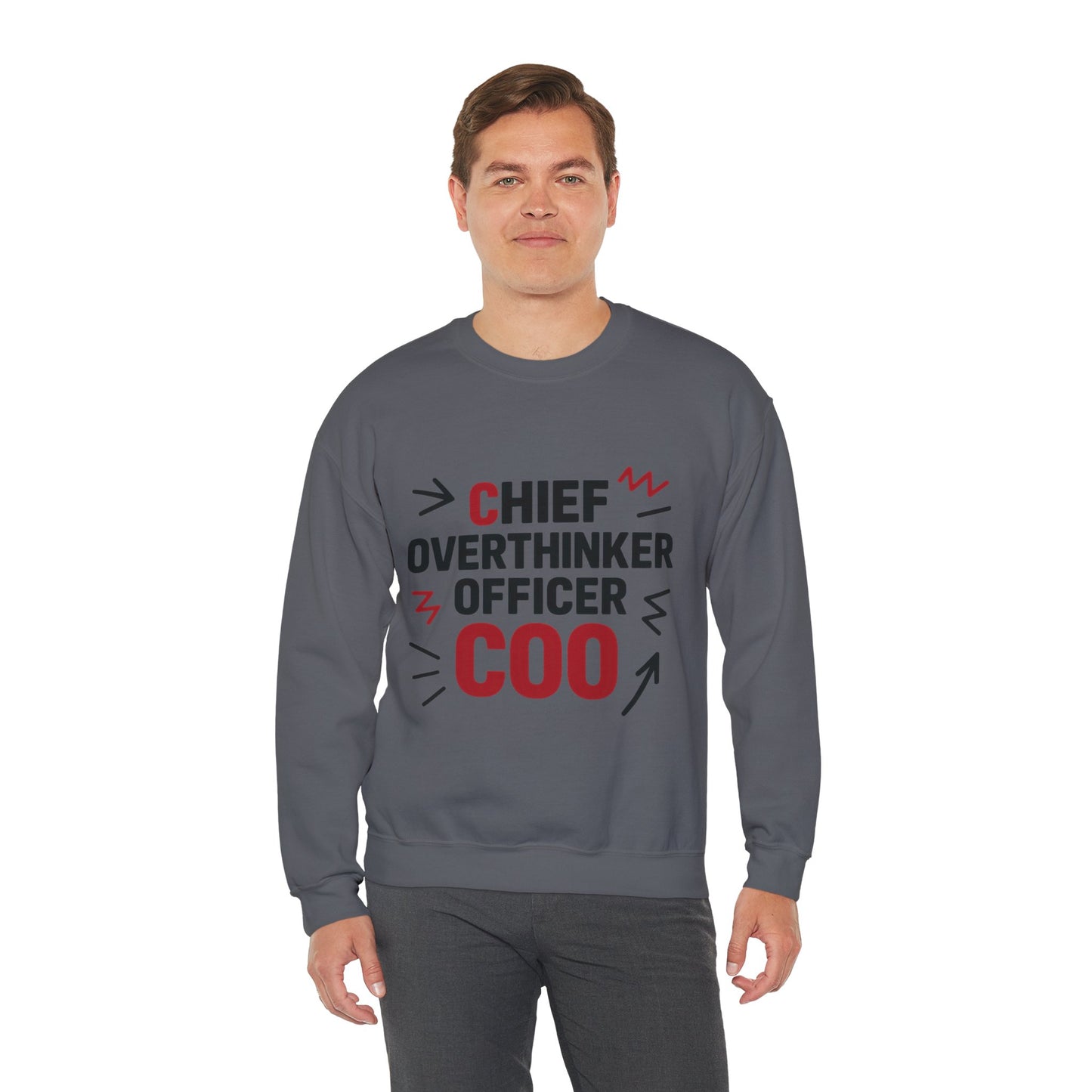 Chief Overthinker Officer Men's Sweatshirt, COO Funny Office Humor Graphic Pullover, Men's Heavy Blend™ Crewneck Sweatshirt