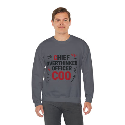 Chief Overthinker Officer Men's Sweatshirt, COO Funny Office Humor Graphic Pullover, Men's Heavy Blend™ Crewneck Sweatshirt