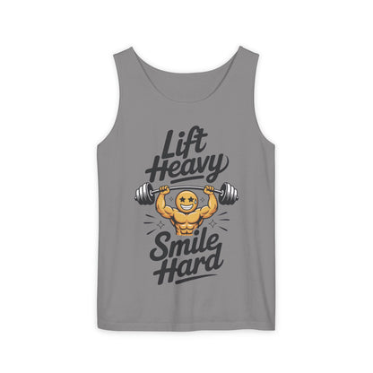 Mens Lift Heavy Smile Hard Tank Top, Funny Gym Workout Fitness Shirt, Mens Funny Gym Tank