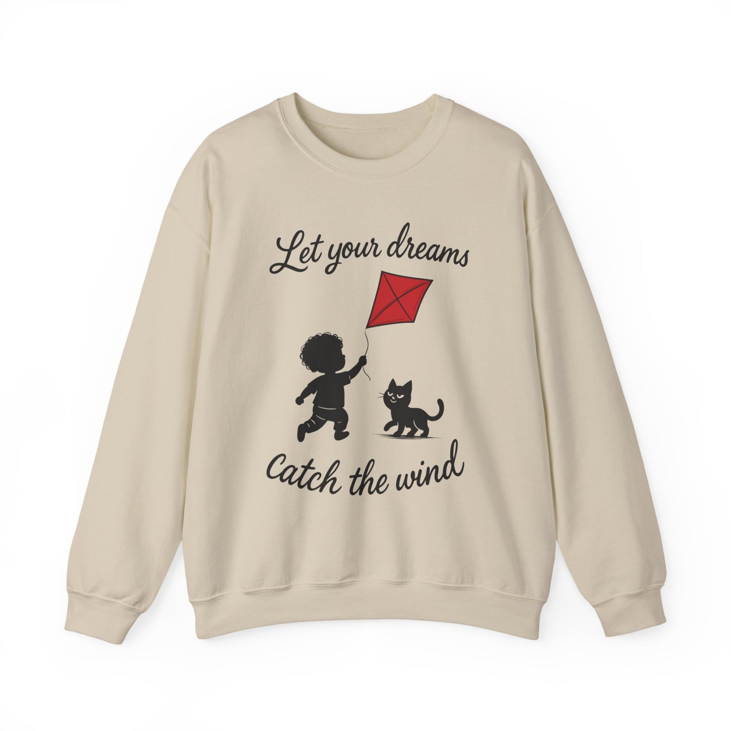 Dream Big Womens Crewneck Sweatshirt, Inspirational Gift, Cozy Lounge Wear, Cat Lover's Apparel, Kid's Motivation Sweatshirt