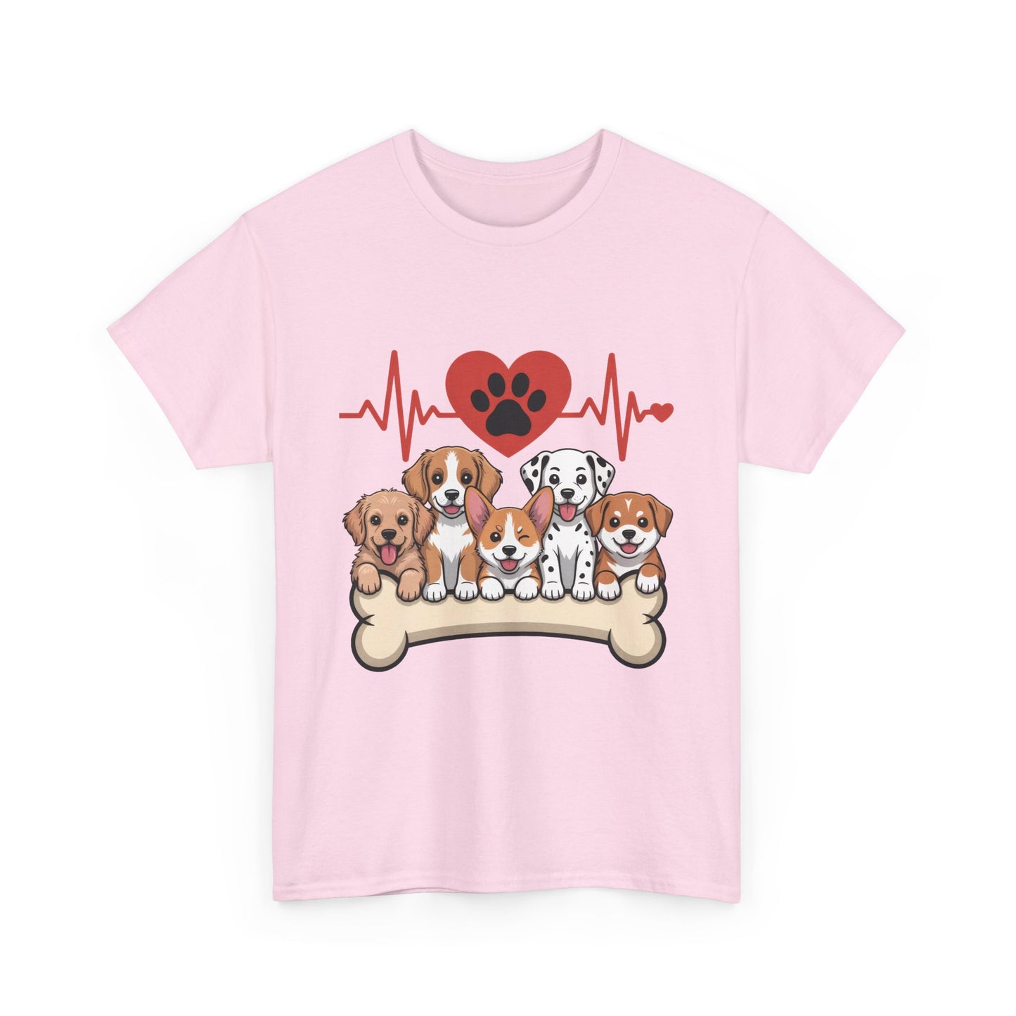 Cute Puppy Heartbeat Women's T-Shirt, Dog Lover Gift, Paw Print Heart Graphic Tee