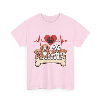 Cute Puppy Heartbeat Women's T-Shirt, Dog Lover Gift, Paw Print Heart Graphic Tee