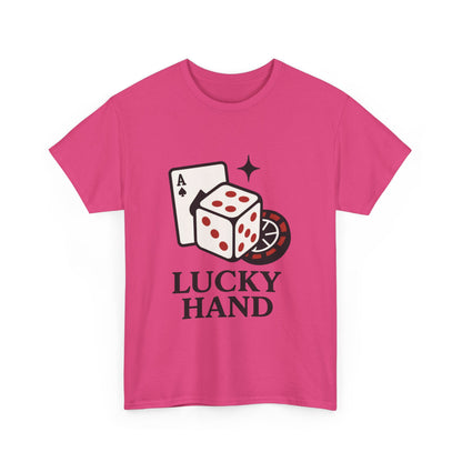 Lucky Hand Unisex Heavy Cotton Tee, Gambling Shirt, Casino Wear, Good Luck Gift, Poker T-Shirt, Casual Vintage Style