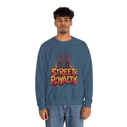Street Royalty Men's Crewneck Sweatshirt, Graffiti Crown Graphic Pullover, Urban Streetwear Top for Men