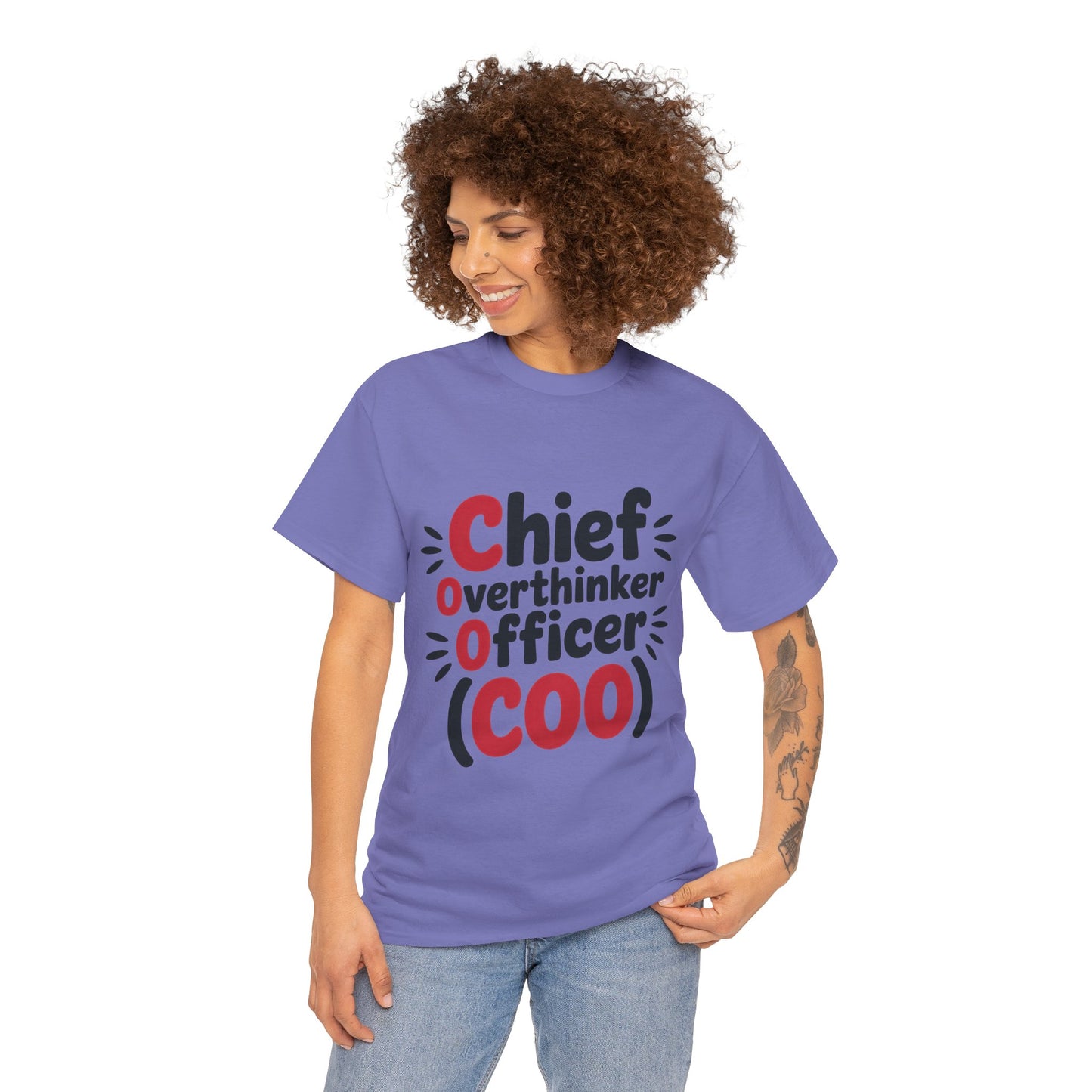 Women's COO T-Shirt, Chief Overthinker Officer Funny Graphic Tee, Sarcastic Work Shirt