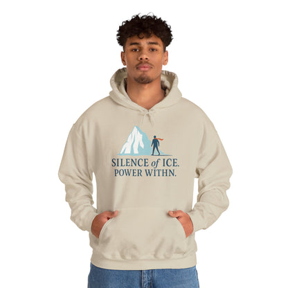Men's Heavy Blend™ Hooded Sweatshirt, Silence of Ice Power Within Hoodie, Nordic Minimal Iceberg Graphic Streetwear