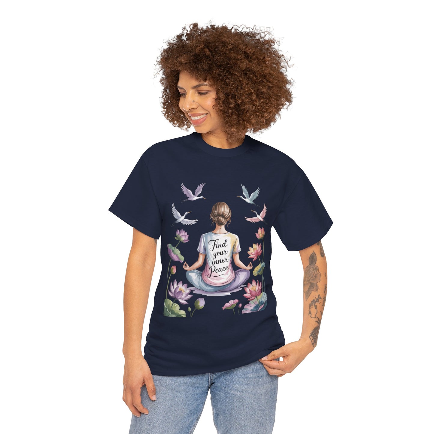 Find Your Inner Peace Womens Heavy Cotton Tee, Motivational Shirt, Meditation Apparel, Relaxation Gift, Casual Wear, Mindfulness Tee