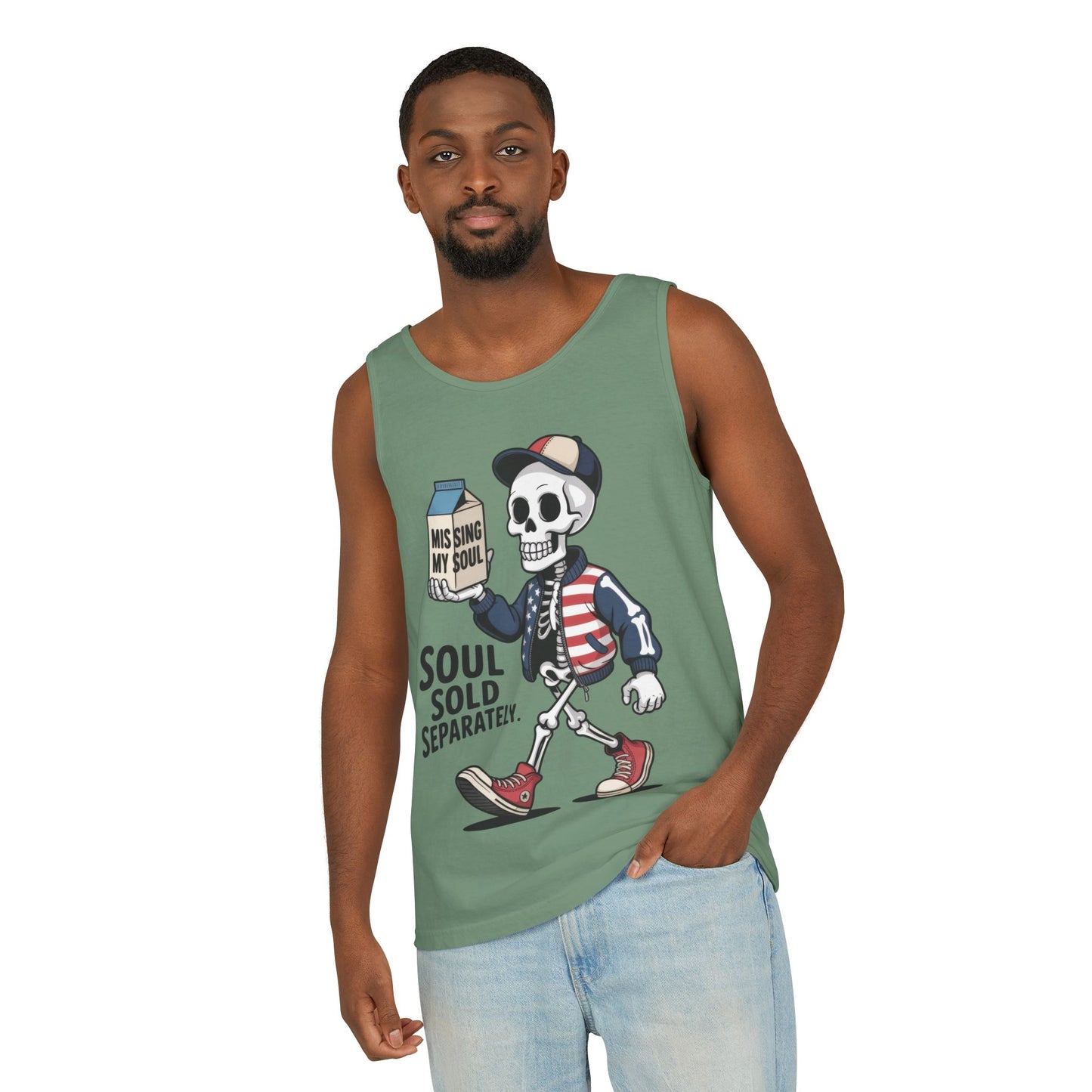 Funny Skeleton Tank Top, Soul Sold Separately Muscle Tee, Missing My Soul Graphic Shirt, Gothic Streetwear Workout Top