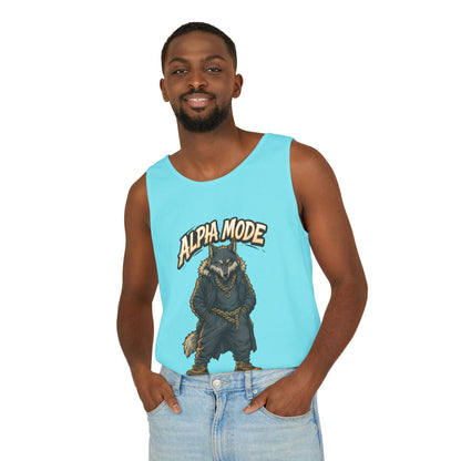 Alpha Mode Wolf Tank Top, Mens Hip Hop Gym Tank, Cool Streetwear Muscle Tank, Savage Wolf Graphic Top, Alpha Male Workout Shirt, Beachwear