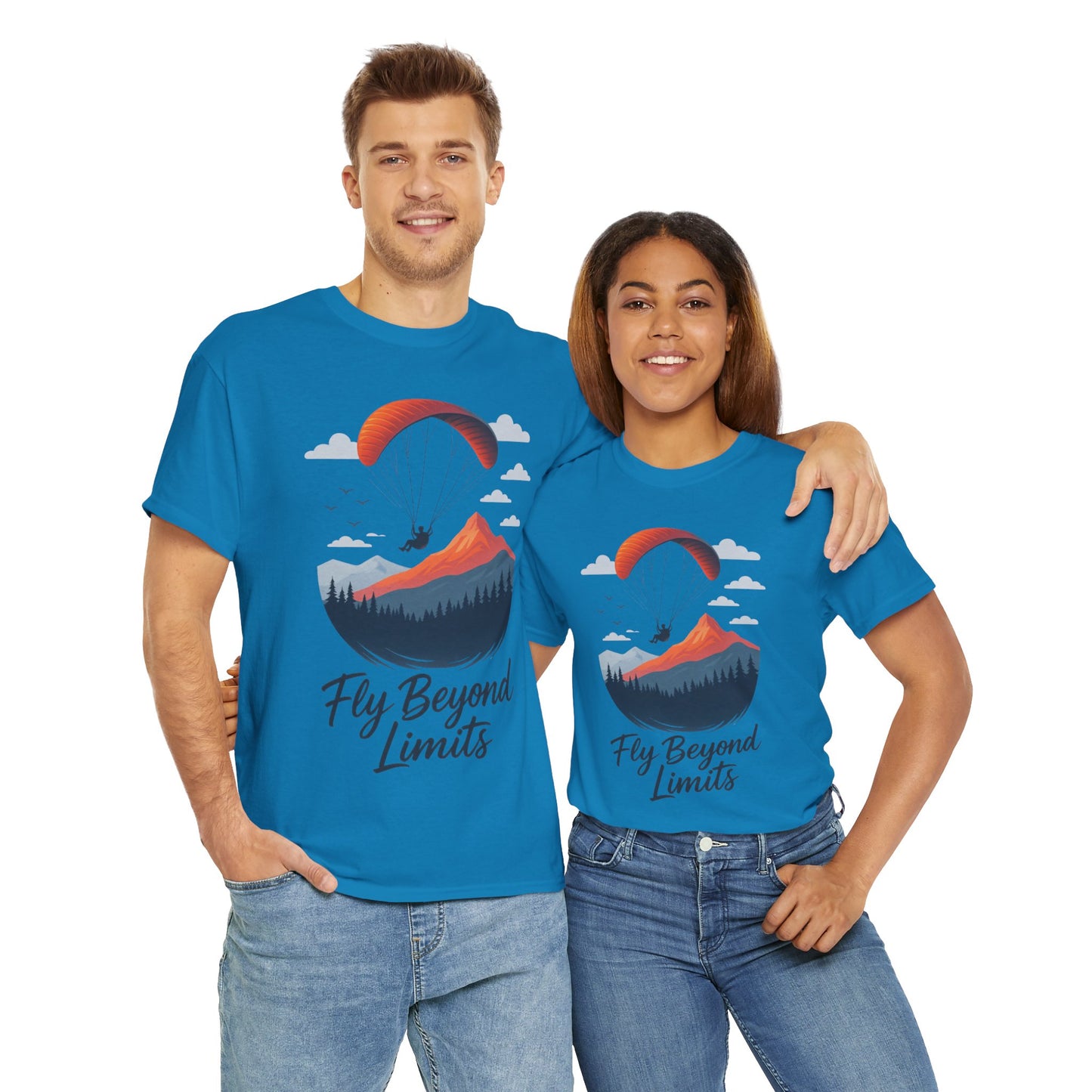 Paragliding Adventure T-Shirt, Mountain Landscape Tee, Nature Travel Lover Shirt, Outdoor Hiking Gift, Unisex Heavy Cotton Tee