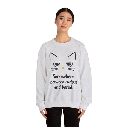 Whimsical Cat Crewneck Womens Sweatshirt, Cozy Relaxed Wear, Perfect Gift for Cat Lovers, Casual Everyday Style