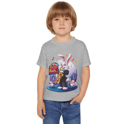 Easter Bunny Jazz Toddler T-Shirt - Cute Music Themed Tee for Kids, Saxophone Bunny Spring Shirt, Fun Gift for Little Boys & Girls