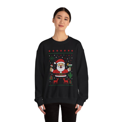 Funny Santa Women's Christmas Sweatshirt, Holiday Party Pullover