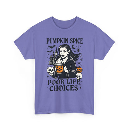 Pumpkin Spice Poor Life Choices Women's T-Shirt, Funny Vampire Coffee Halloween Graphic Tee