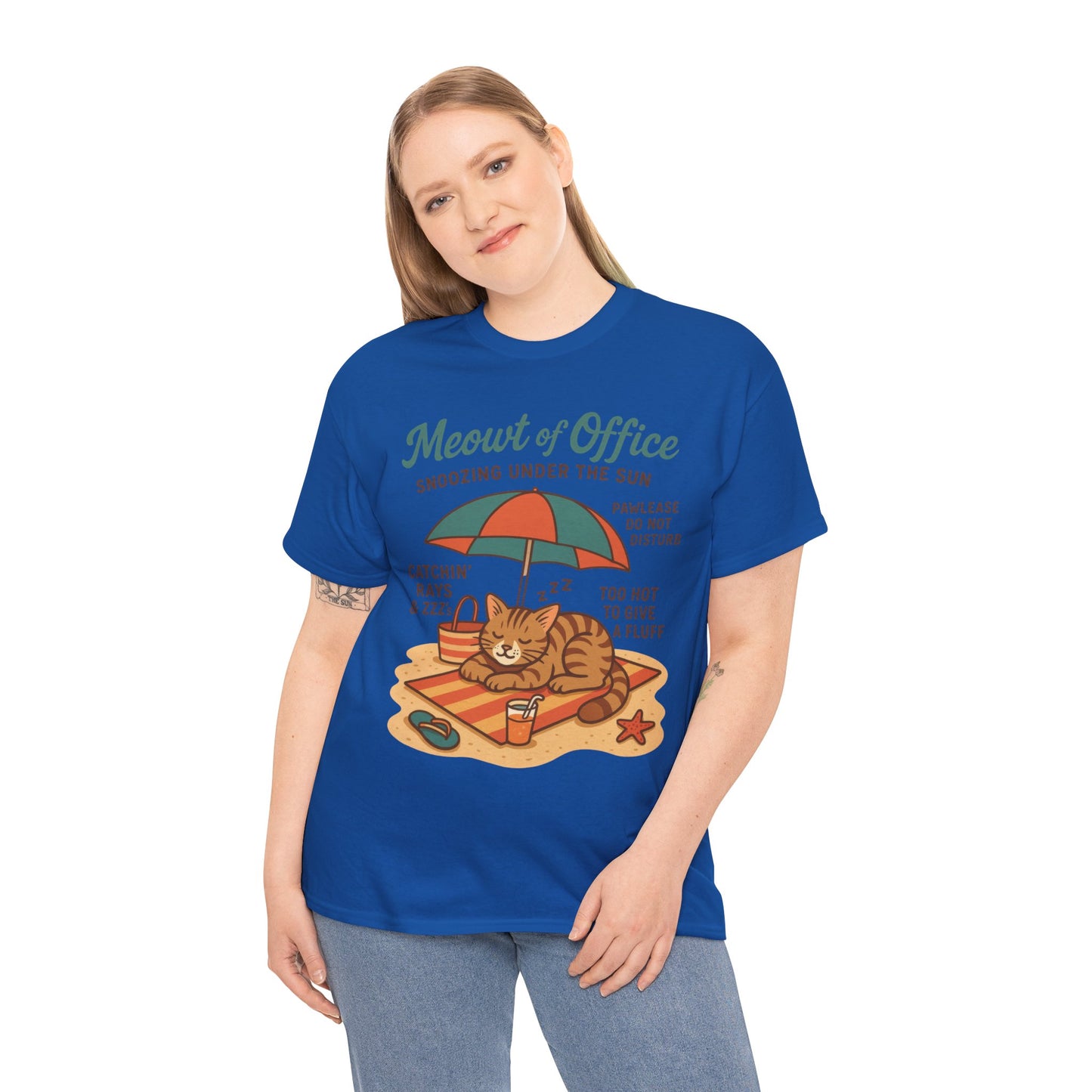 Cat Shirt, Cute Beach Cat Womens T-Shirt, Funny Summer Vacation Tee, Lazy Cat Humor Gift, Cat Lover T-Shirt, Vacation Humor Tee