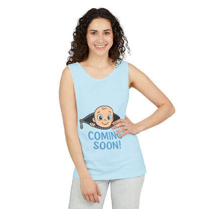 Coming Soon Maternity Tank Top, Cute Baby Boy Pregnancy Announcement Tee, Funny Expecting Mom Gift, Gender Reveal Tee, Baby Shower Top