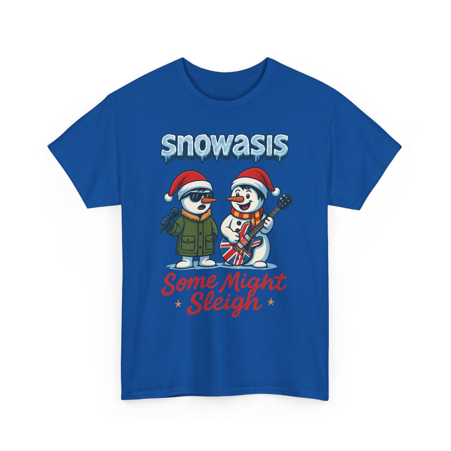 Funny Snowman Band Men's Christmas T-Shirt, Snowasis Some Might Sleigh Tee
