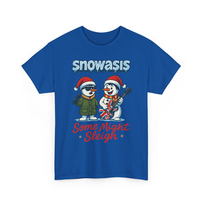 Funny Snowman Band Men's Christmas T-Shirt, Snowasis Some Might Sleigh Tee