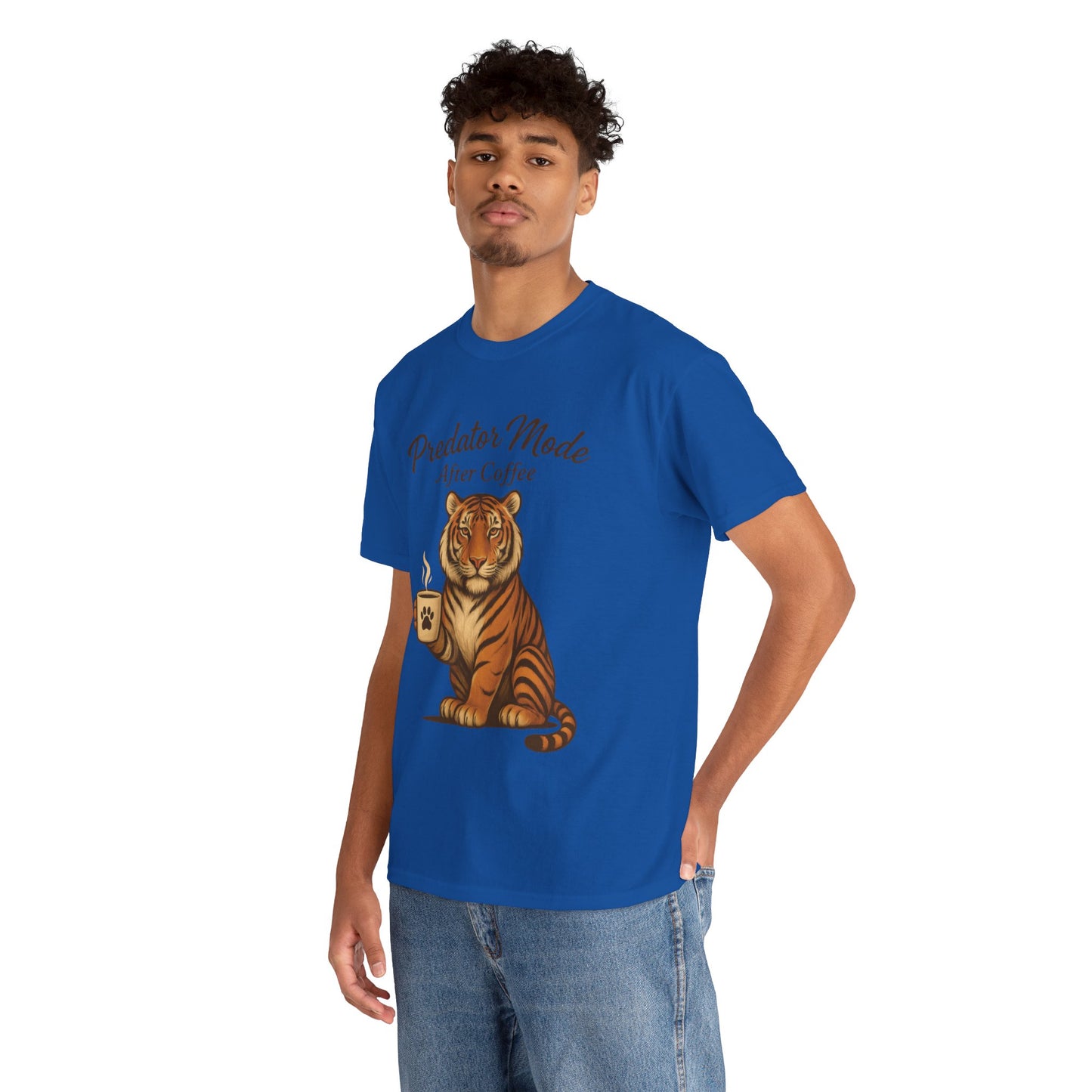 Predator Mode After Coffee Tiger Shirt, Funny Coffee Lover Tee, Mens Caffeine Graphic Tee, Morning Motivation Tiger Shirt,Coffee Addict Gift