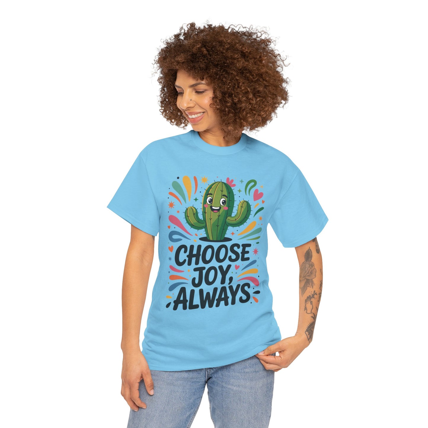 Choose Joy Always Cactus Women's Tee, Women's Casual T-Shirt, Happy Vibes Apparel, Positive Quote Shirt, Joyful Statement Tee