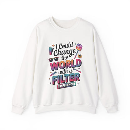 Womens Heavy Blend™ Crewneck Sweatshirt, Womens Influencer Sweatshirt, Funny Social Media Pullover, Cute Trendy Graphic Top