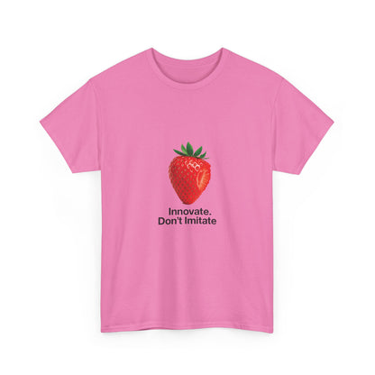 Strawberry Women's Heavy Cotton Tee, Innovate Don't Imitate Shirt,  Graphic Tee, Casual Wear, Gift Idea, Summer Style, Witty Design T-Shirt