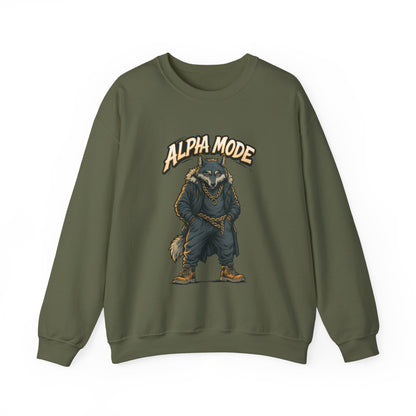 Alpha Mode Wolf Crewneck Sweatshirt, Mens Streetwear Pullover, Hip Hop Savage Wolf Sweater, Alpha Male Graphic Crewneck, Urban Wolf Gift