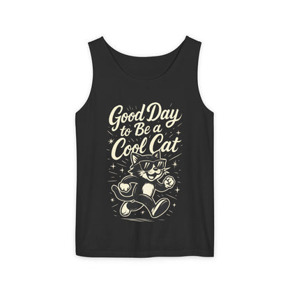 Cool Cat Womens Tank Top - Good Day to Be a Cool Cat Retro Kitty Sleeveless Shirt - Funny Summer Top, Gift for Cat Lovers
