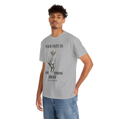 Your Fate Mens Heavy Cotton Tee, Skeleton Dice Graphic T-Shirt, Trendy Gift for Gamers, Gambling Tee, Unique Quote Apparel