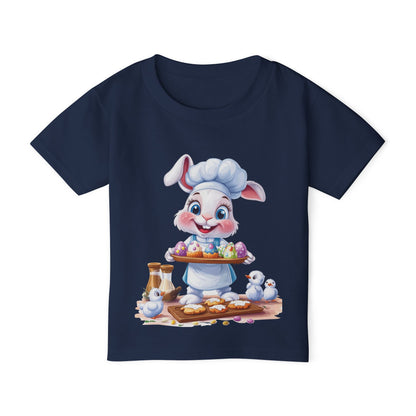 Easter Bunny Chef Toddler T-Shirt - Cute Spring Baking Shirt with Colorful Eggs - Cotton Easter Tee for Kids, Easter Toddler Gift