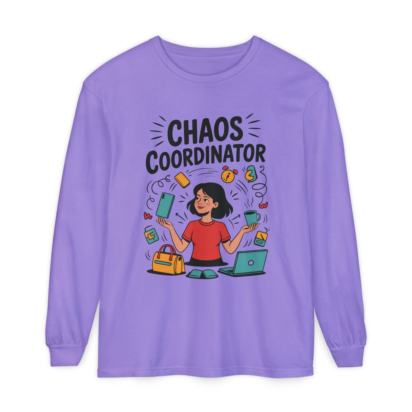 Chaos Coordinator Women's Long Sleeve, Mom Life Graphic Long Sleeve, Gift for Busy Moms, Multitasking Mom Gift, Cute Mother's Day Gift