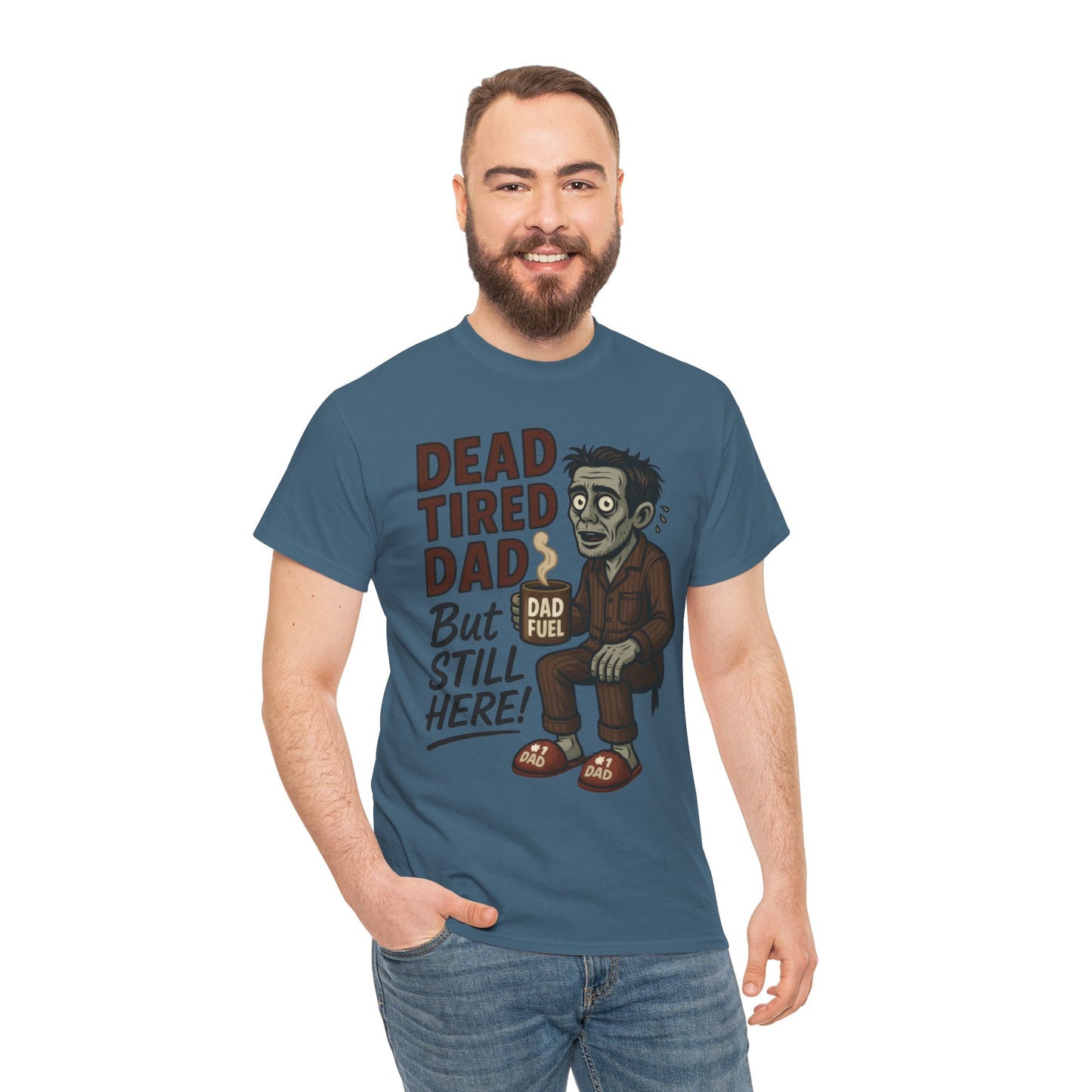 Dead Tired Dad Funny Zombie Coffee Men's T-Shirt, Father's Day Gift for Men, Dad Fuel Graphic Tee, Halloween Dad Tee