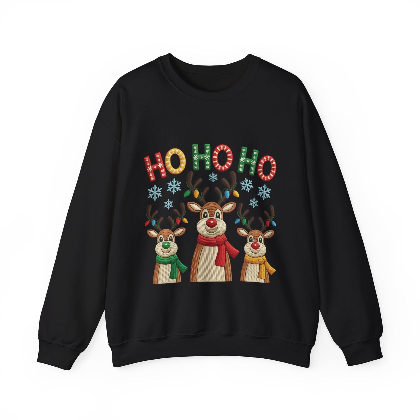 Ho Ho Ho Reindeer Christmas Sweatshirt, Cute Holiday Pullover for Women