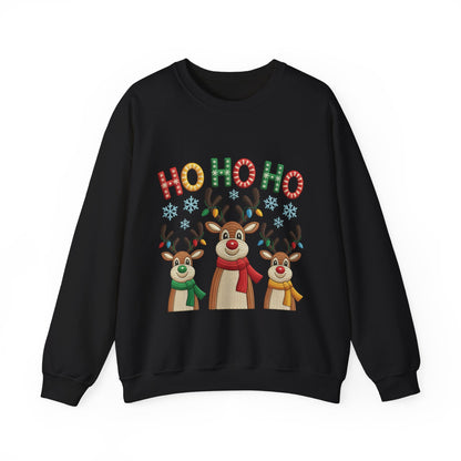 Ho Ho Ho Reindeer Christmas Sweatshirt, Cute Holiday Pullover for Women