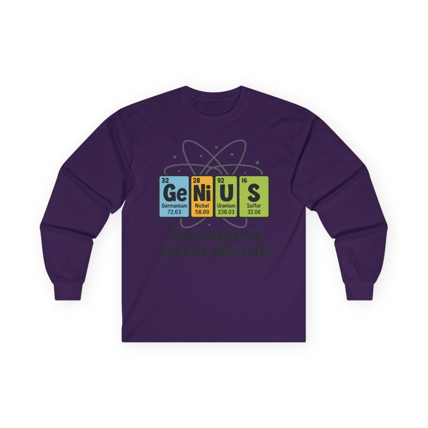 Funny Genius Long Sleeve Tee, Periodic Table Nerd Tee, Science Humor Tee for Smart Guys, Unisex Gift, Science Shirt, Nerdy Fashion