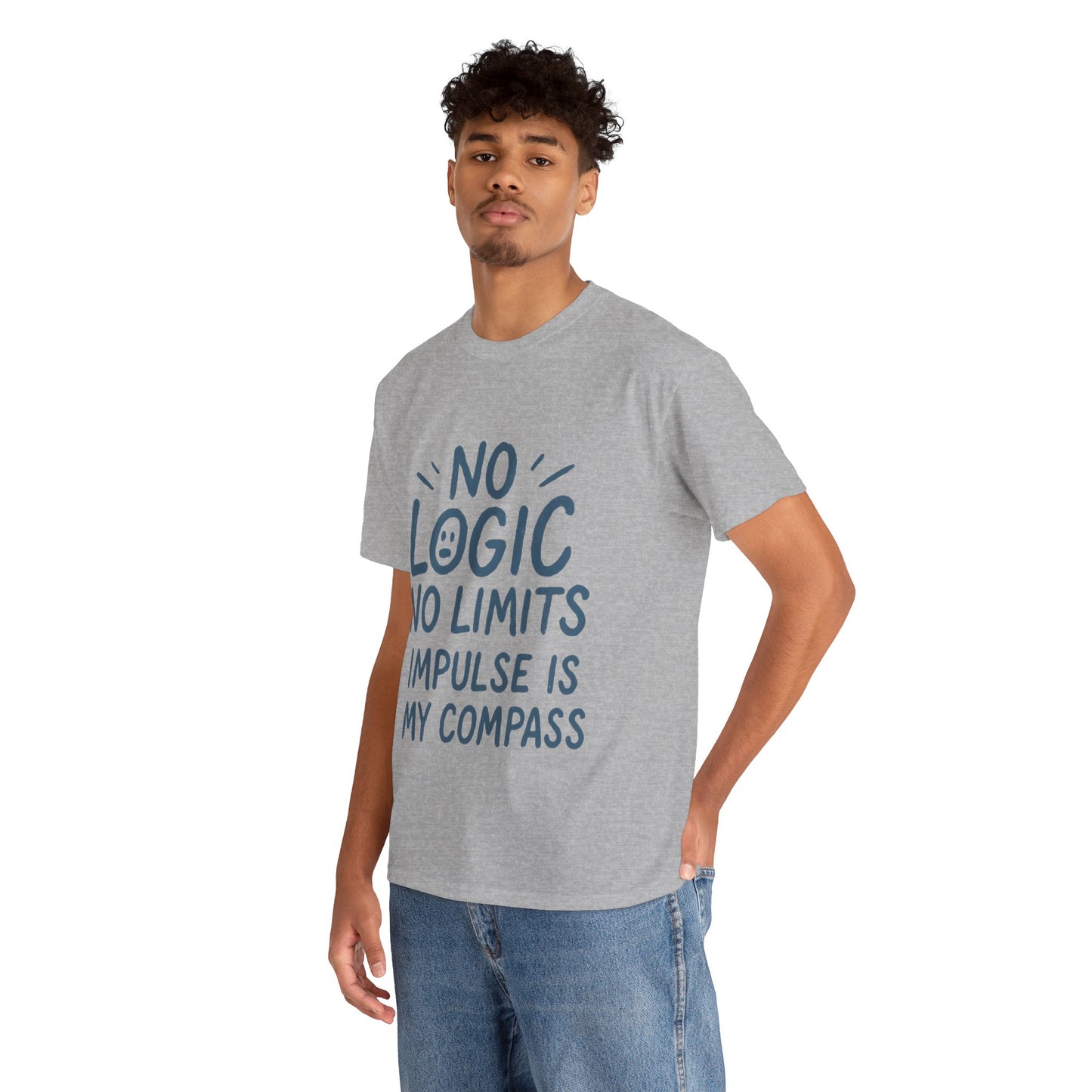 Funny No Logic Mens T-Shirt, No Limits Impulse Quote, Relaxed Fit Graphic Tee, Gift for Him, Casual Wear for Creatives, Gift for Artists