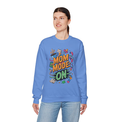 Mom Mode On Crewneck Sweatshirt, Gift for Mom, Mother's Day Humor T-Shirt, Cute Mama Life Graphic Tee, Mother's Day Gift