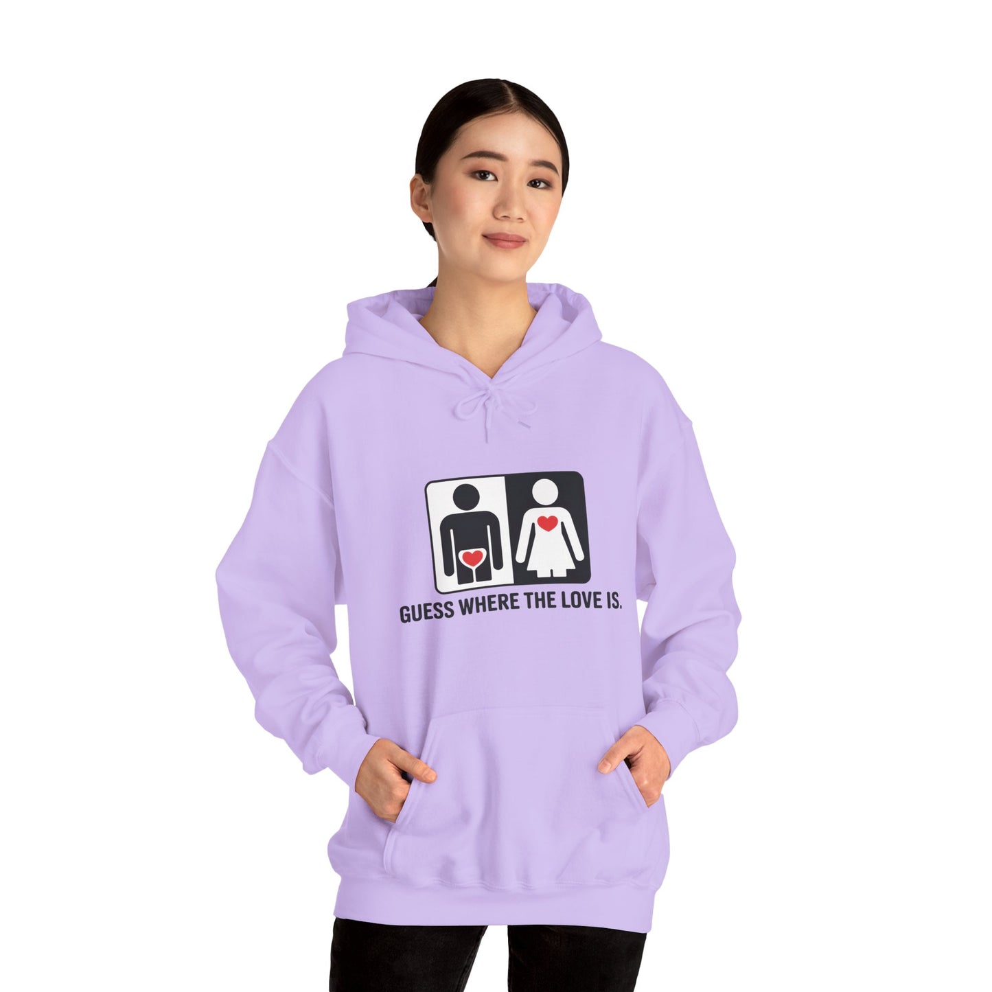Guess Where the Love Is Hoodie, Cute Couples Hoodie, Valentines Day Gift, Matching Outfits, Witty Relationship Hoodie,  Love Joke Graphic